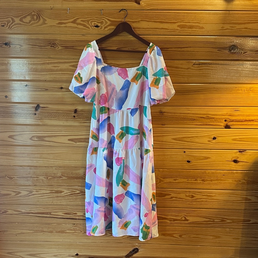 Colorful Abstract Print Dress - Picture 1 of 3